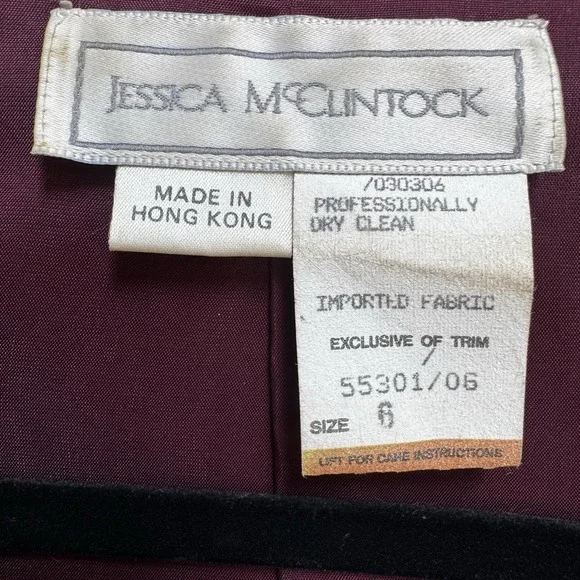 Vtg 80s J McClintock Blazer Burgundy Gold Velvet Victorian Regencycore Boho - Picture 16 of 16